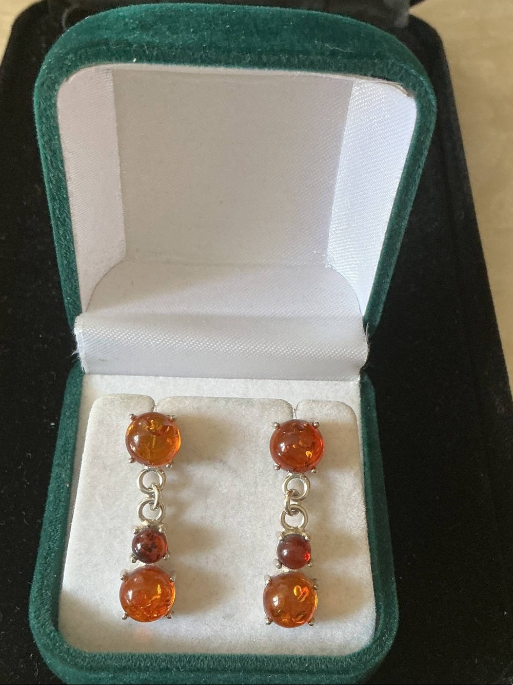 Amber Drop Dangle Earrings - Orange